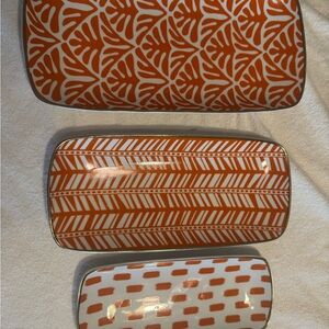 C Wonder - Set of Three Orange and White Patterned Ceramic Trays